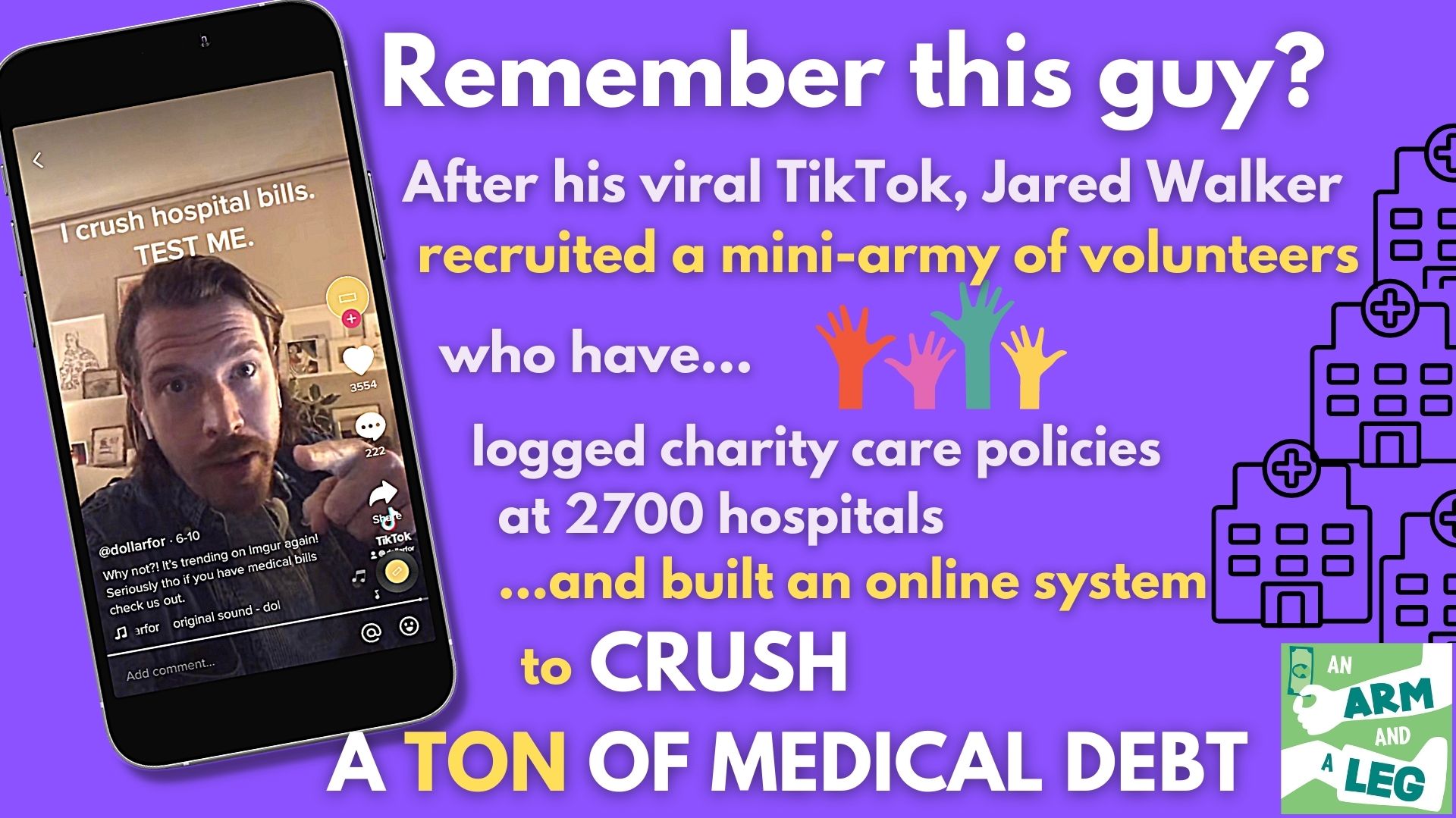 Thumbnail for Badass volunteers help Jared level up, in the fight to crush medical debt