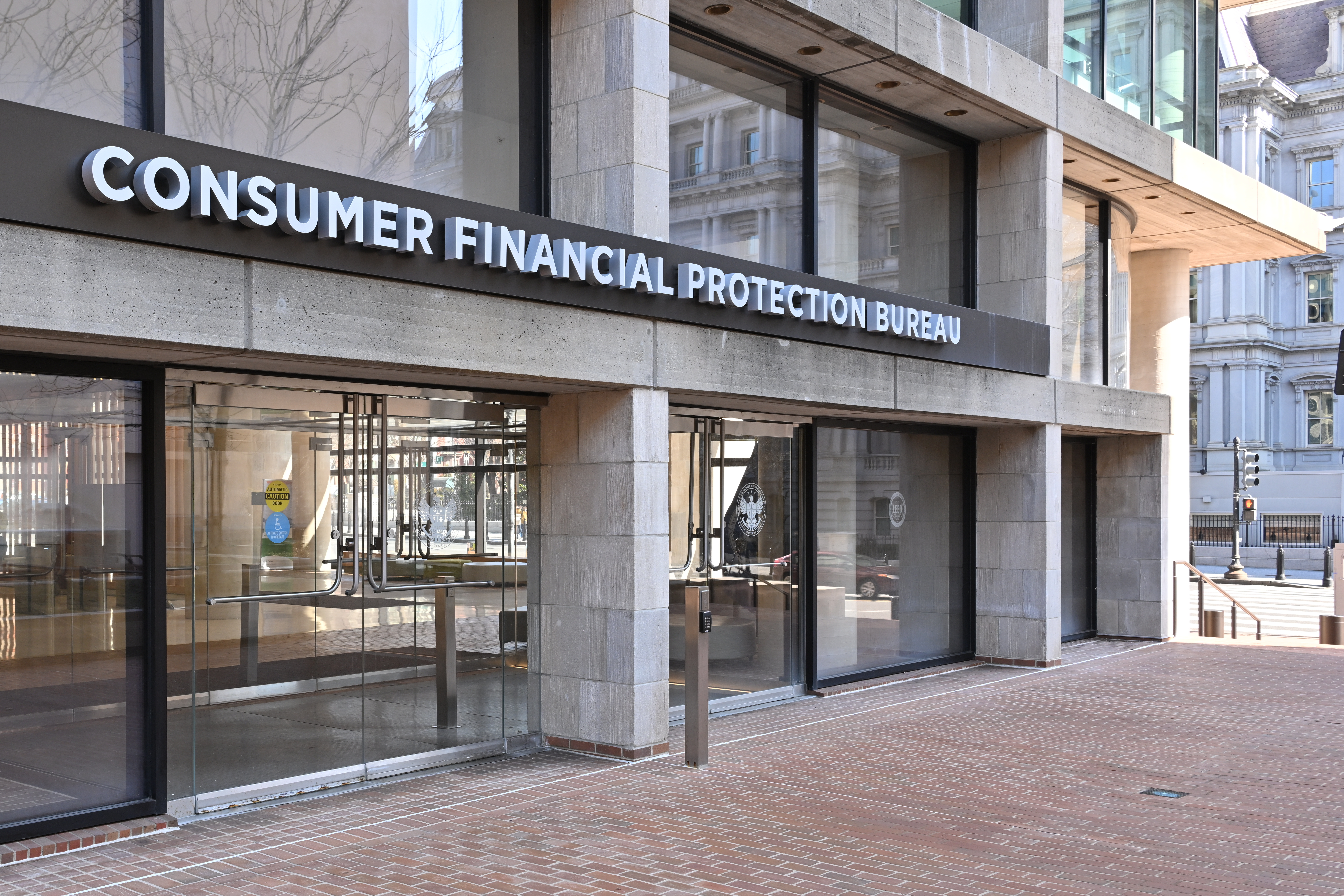 A picture of the entrance to the Consumer Financial Protection Bureau