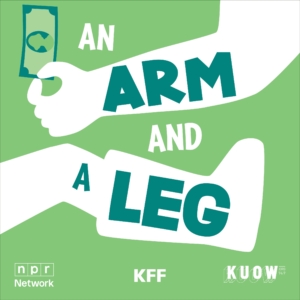 Logo shows an arm, with the hand holding a dollar bill, and a leg in a cast, with the words