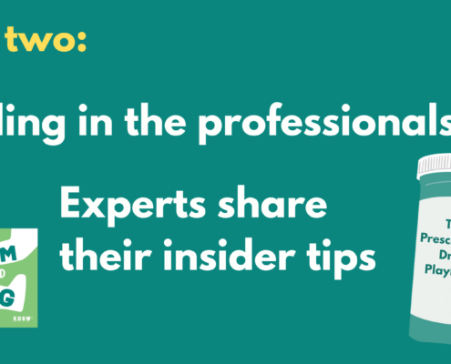 Yellow and white text on a green background that reads calling in the professionals. Experts share their insider tips.